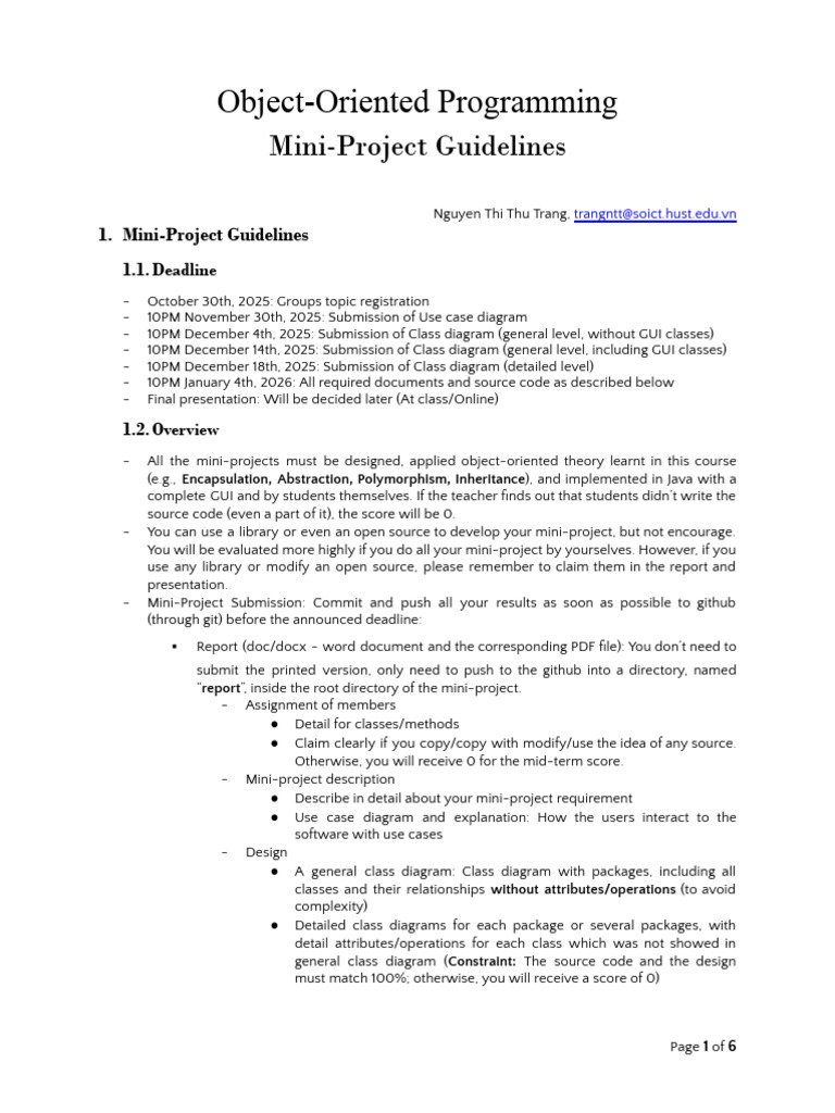 Mini Project Guidelines 20251 | PDF | Method (Computer Programming ...