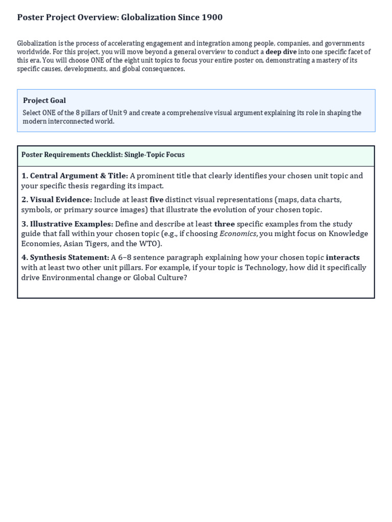 Unit+9+Globalization+Poster+Project | PDF | Globalization | Evidence
