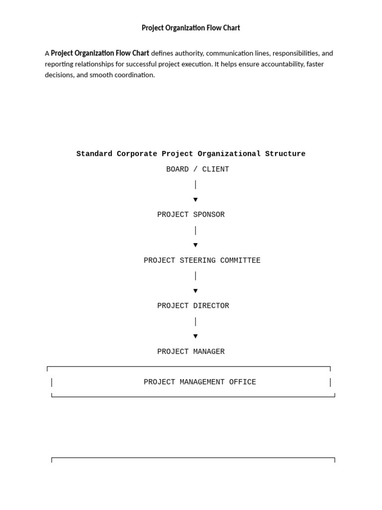 Detailed Project Organization Flow Chart | PDF | Procurement | Economies