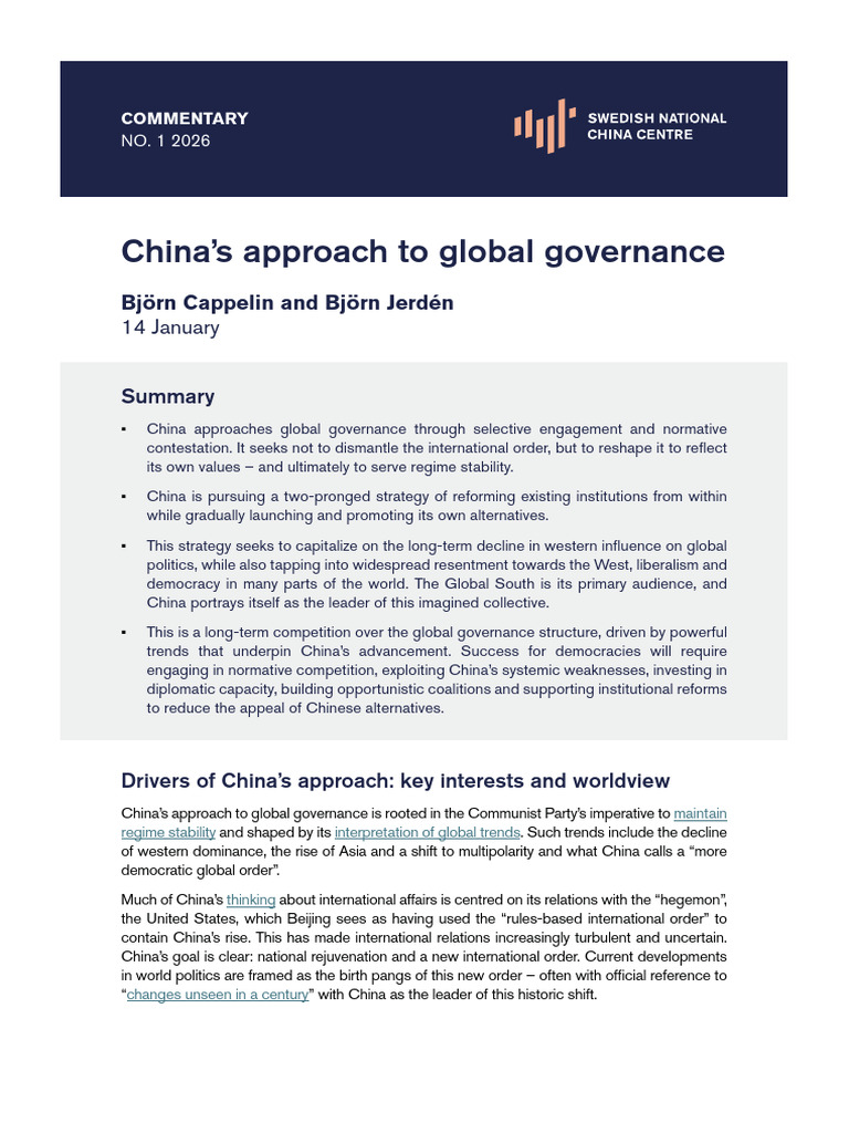 Chinas Approach to Global Governance Nkk 2026 | PDF | Governance ...