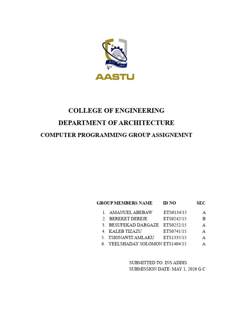 GROUP 2 COMPUTER PROGRAMMING ASSIGNMENT | PDF | Computer Programming ...