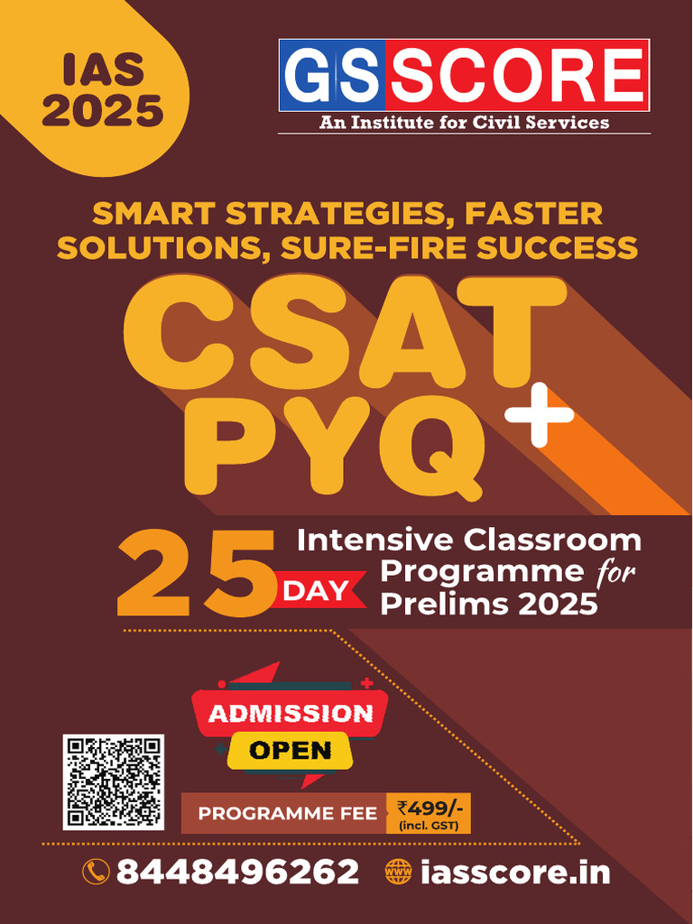 CSAT PYQ+ 2025 Prelims GS Score Brochure | PDF | Reading Comprehension ...