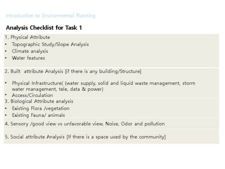 _Task 1_Introduction to Environmental Planning | PDF