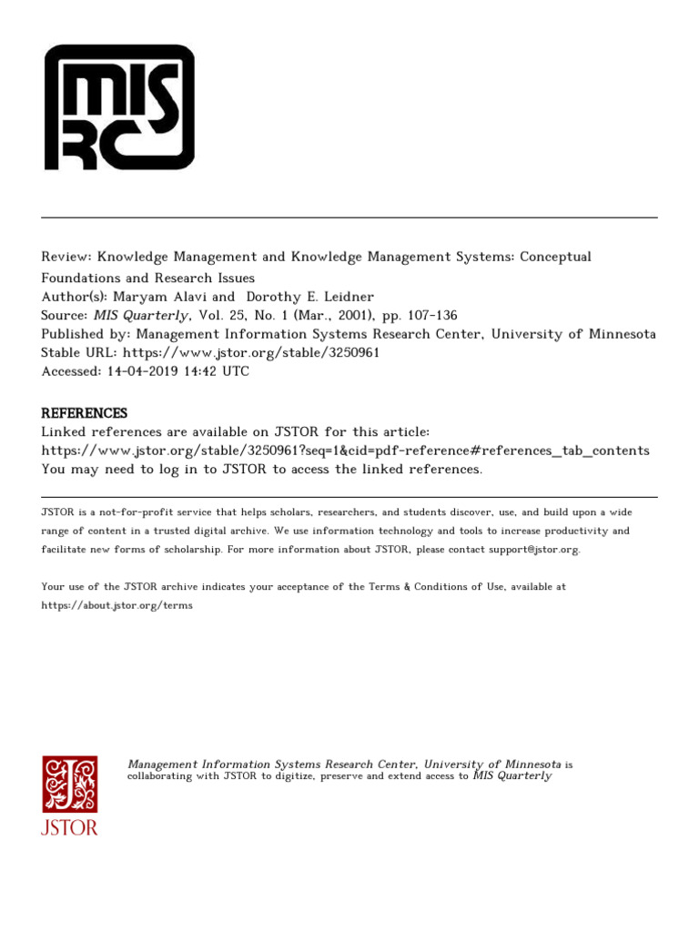 Review Knowledge Management and Knowledge Management Systems | PDF ...