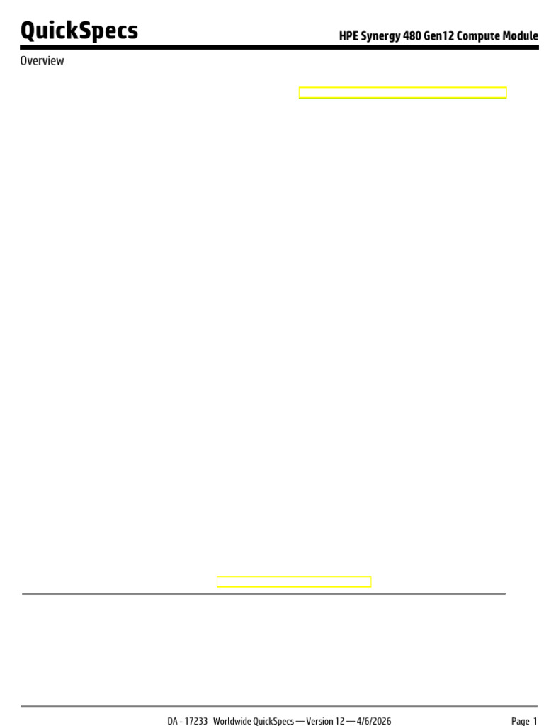HPE Synergy 480 Gen12 Compute Module | PDF | Solid State Drive | Booting