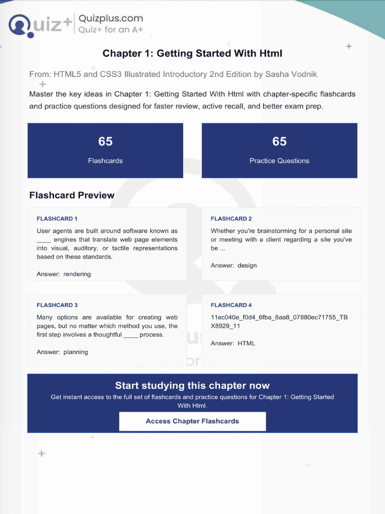Flashcards for Chapter 1 Getting Started With HTML | PDF