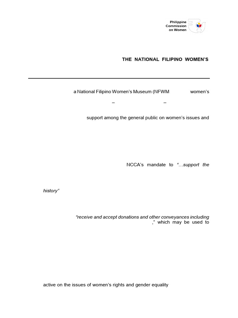 PCW Position Paper on the HB 595 National Filipino Women’s Museum (1 ...