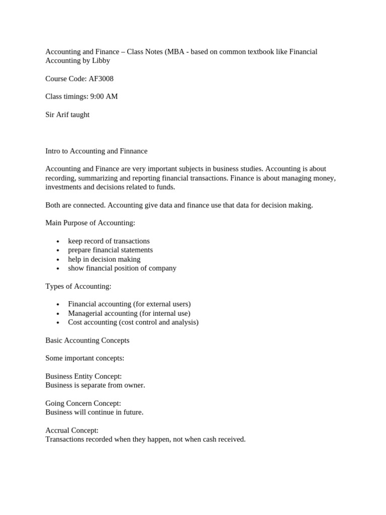 Finance Class Notes MBA | PDF | Cost Of Capital | Capital Budgeting
