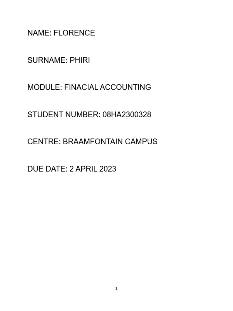 Finacial Accounting Fa1 | PDF | Debits And Credits | Accounts Payable