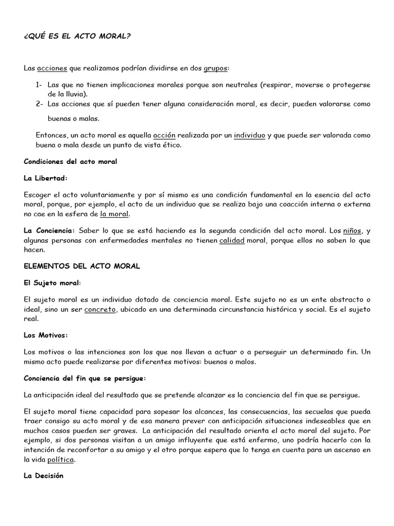 Acto Moral | PDF | Moralidad | Ciencias del comportamiento