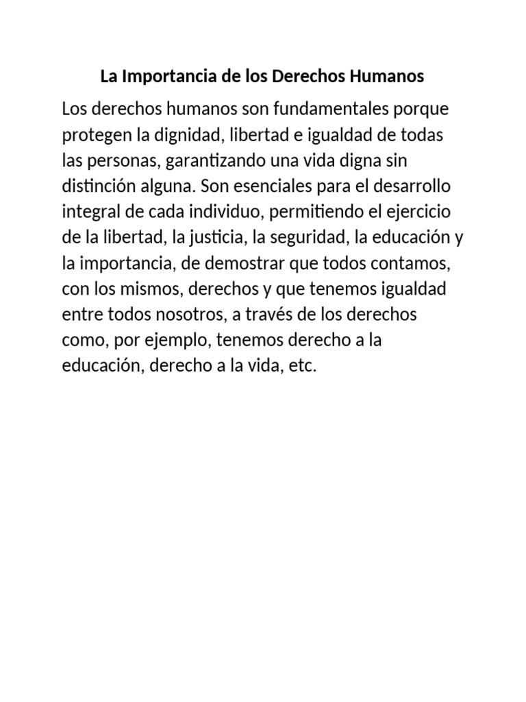 La Importancia de Los Derechos Humanos | PDF