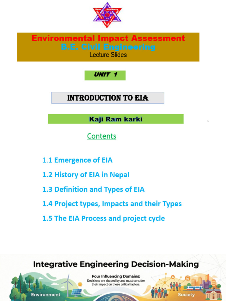 EIA Unit 1 Introduction | PDF | Environmental Impact Assessment ...
