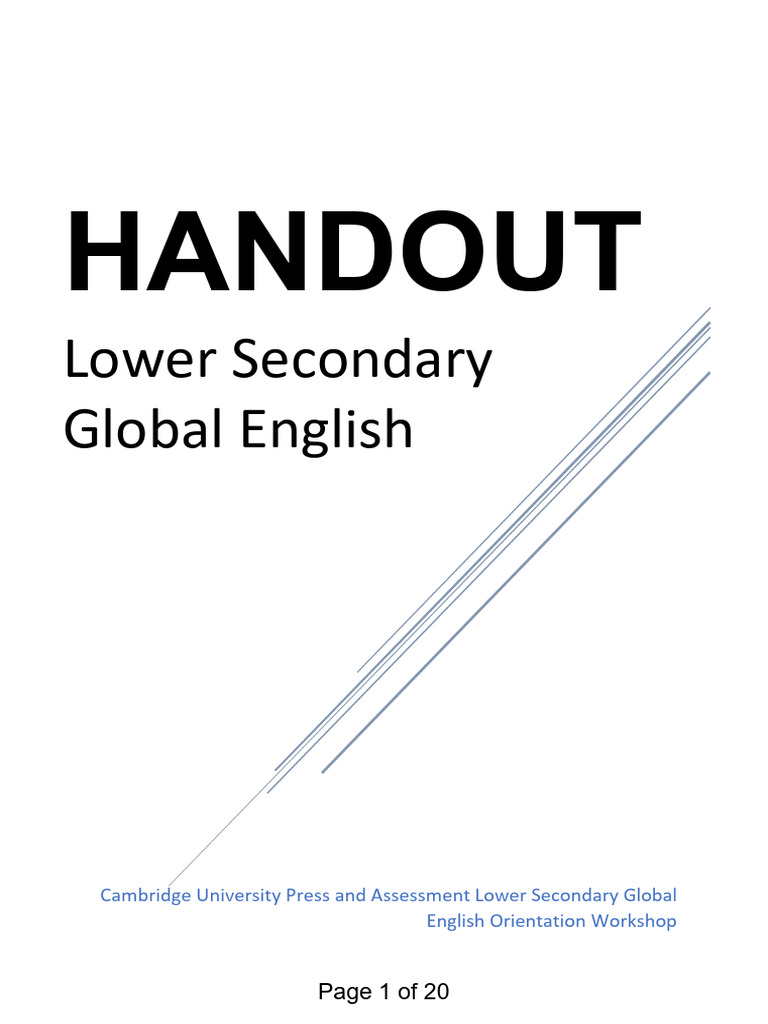 Lower Secondary Global English HANDOUT | PDF | Learning | English As A ...
