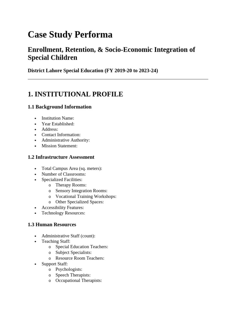 Case Study Proforma Multiple Category | PDF | Special Education ...