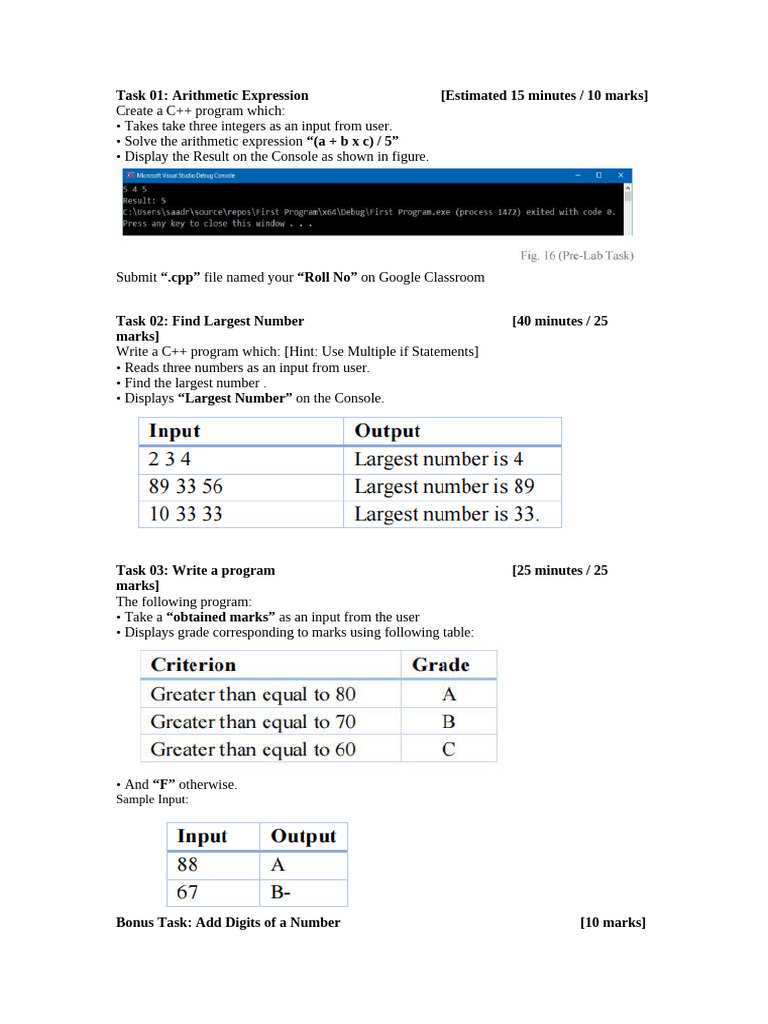 C++ Beginner Tasks | PDF