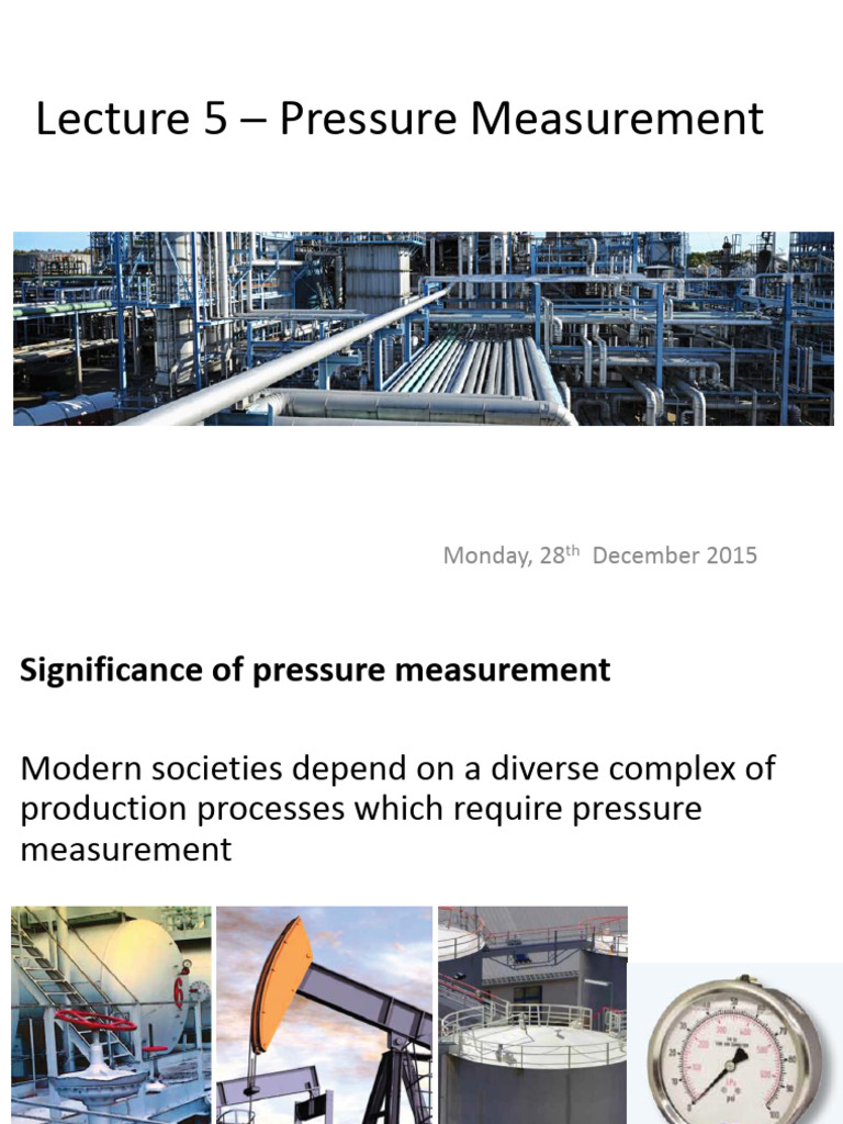 Lecture 5 – Pressure Measurement | PDF | Pressure Measurement | Pressure