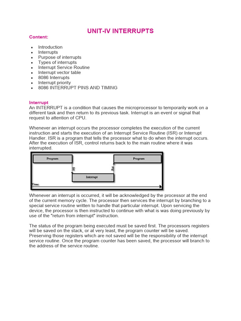 Unit-IV Interrupts 8086 | PDF | Central Processing Unit | Computer ...