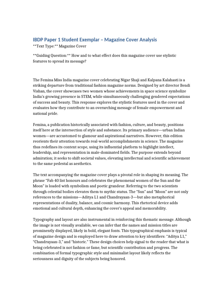 Student Exemplar Paper1 Analysis | PDF | Typography