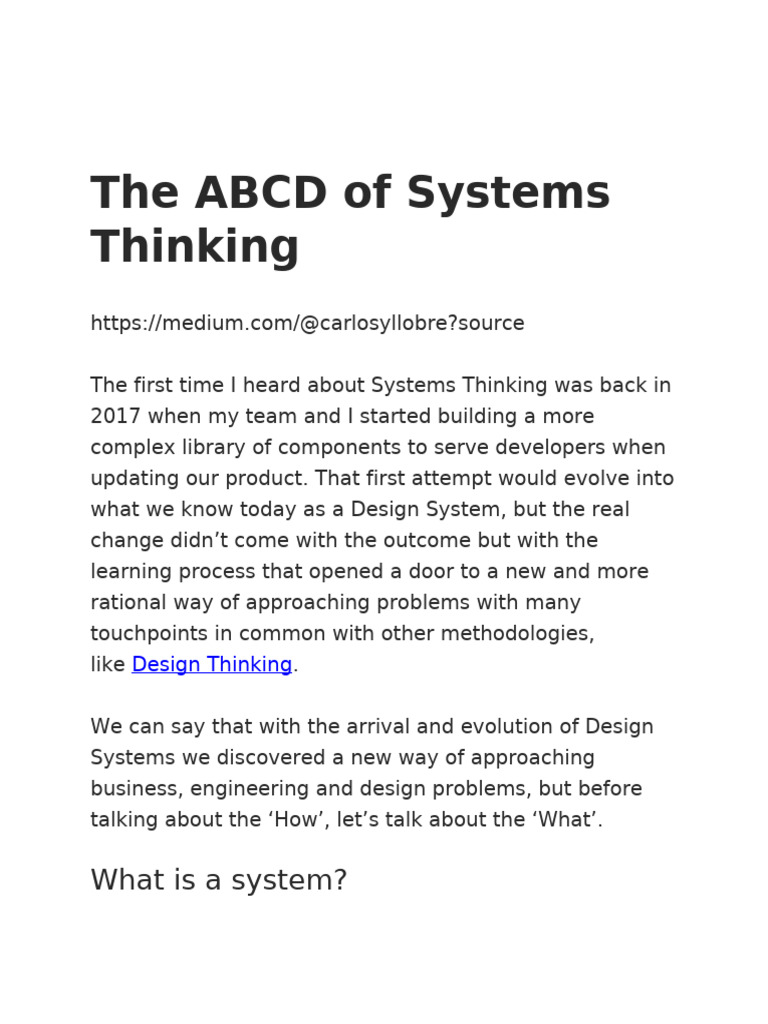 The ABCD of Systems Thinking (1) | PDF | System | Communication