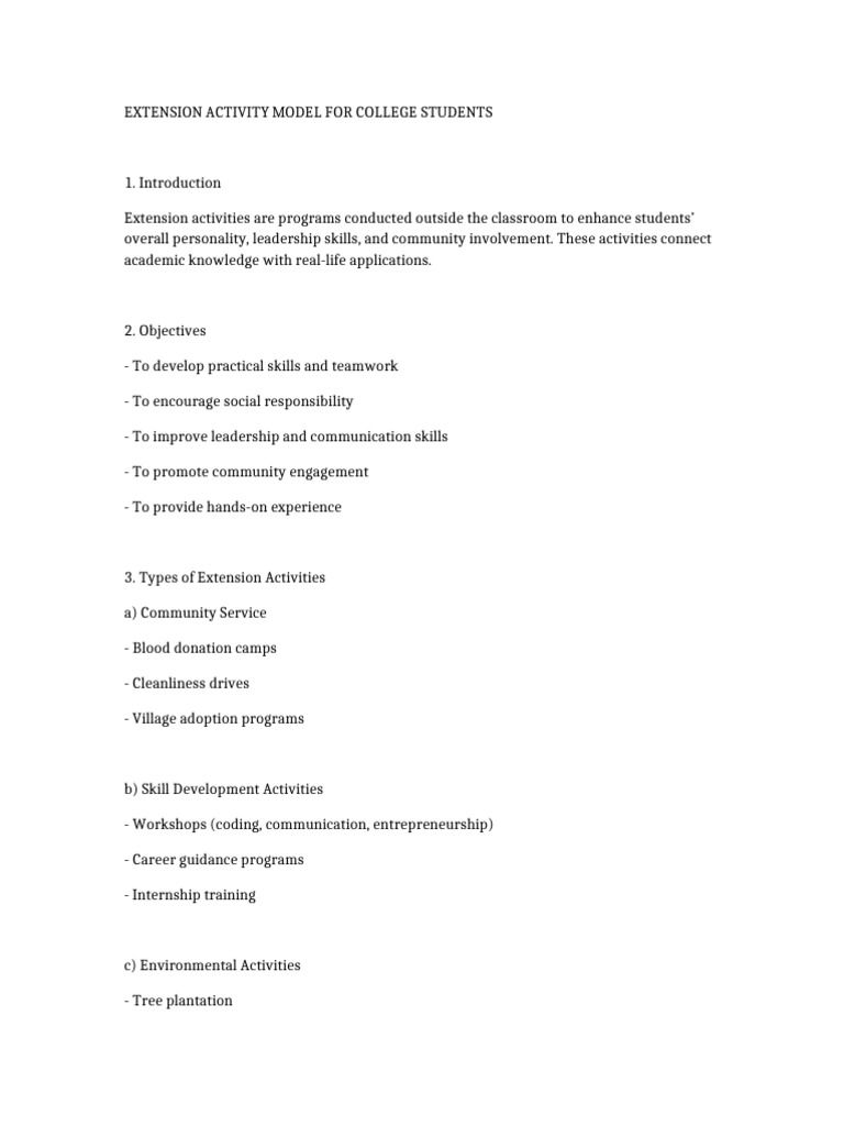 Extension Activity Model | PDF