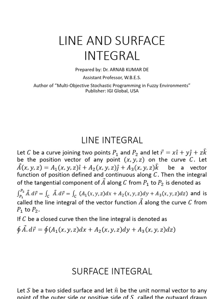 Line and Surface Integral | PDF | Integral | Vector Space