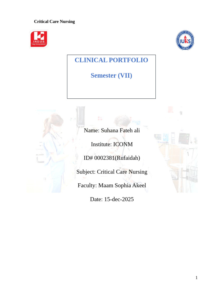 CCN Portfolio VII | PDF | Intensive Care Unit | Nursing