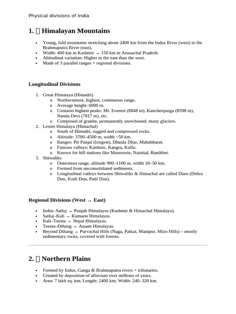 Physical Features | PDF | Himalayas | Earth Sciences