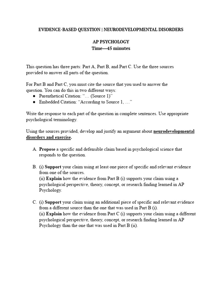 Unit 5 Take-Home Evidence-Based Question _ Neurodevelopmental Disorders ...