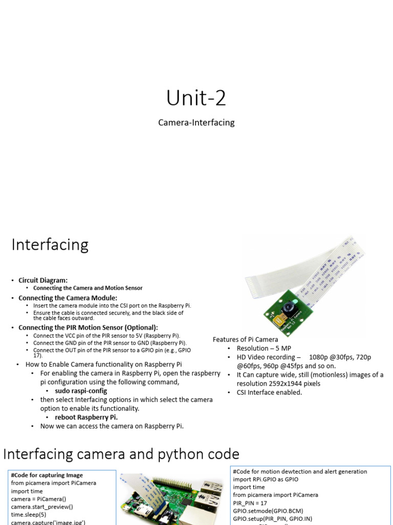 Camera Interfacing.pptx | PDF | Raspberry Pi | Camera