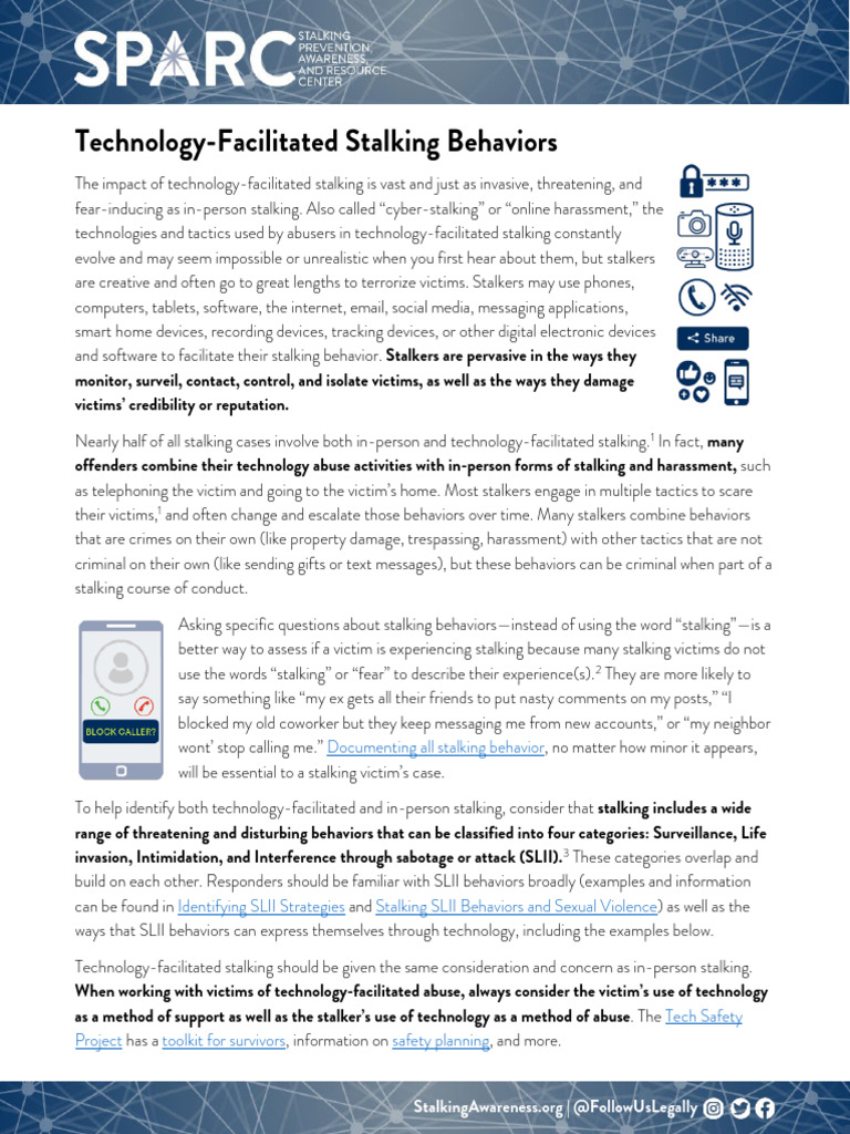 Technology Facilitated Stalking SLII Behaviors | PDF | Stalking ...