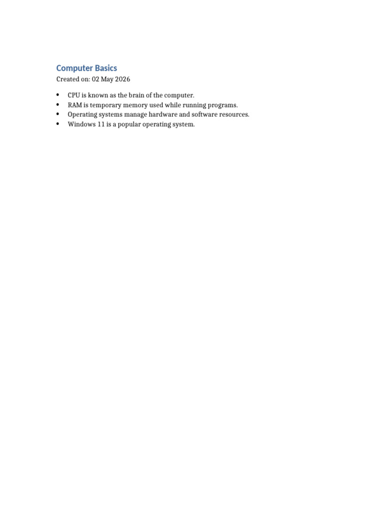 Computer Basics Notes | PDF
