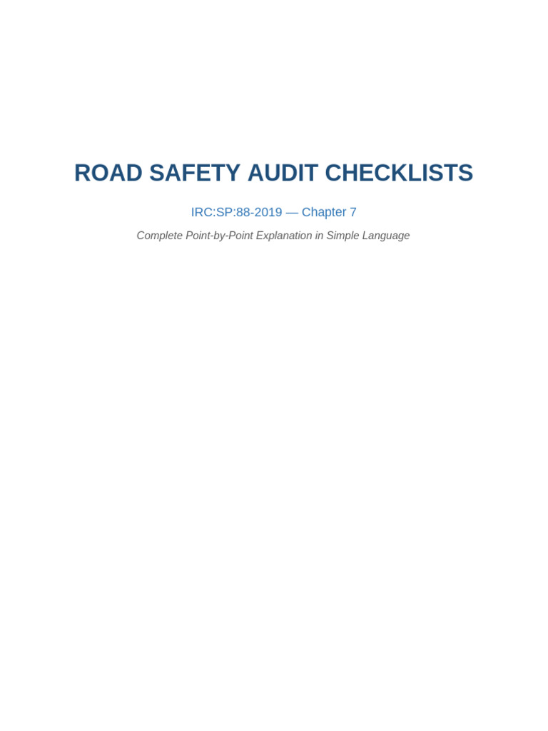 Road Safety Audit Checklists Explained | PDF | Intersection (Road ...