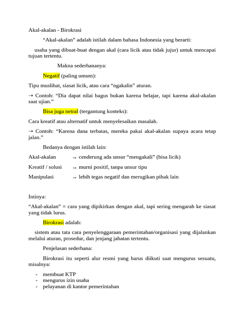 Akal Akalan Birokrasi | PDF