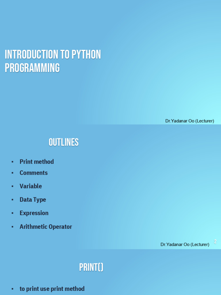 1. Introduction to Python Programming | PDF | Boolean Data Type | Data Type