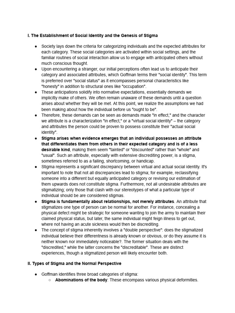 Stigma Notes | PDF | Social Stigma | Identity (Social Science)
