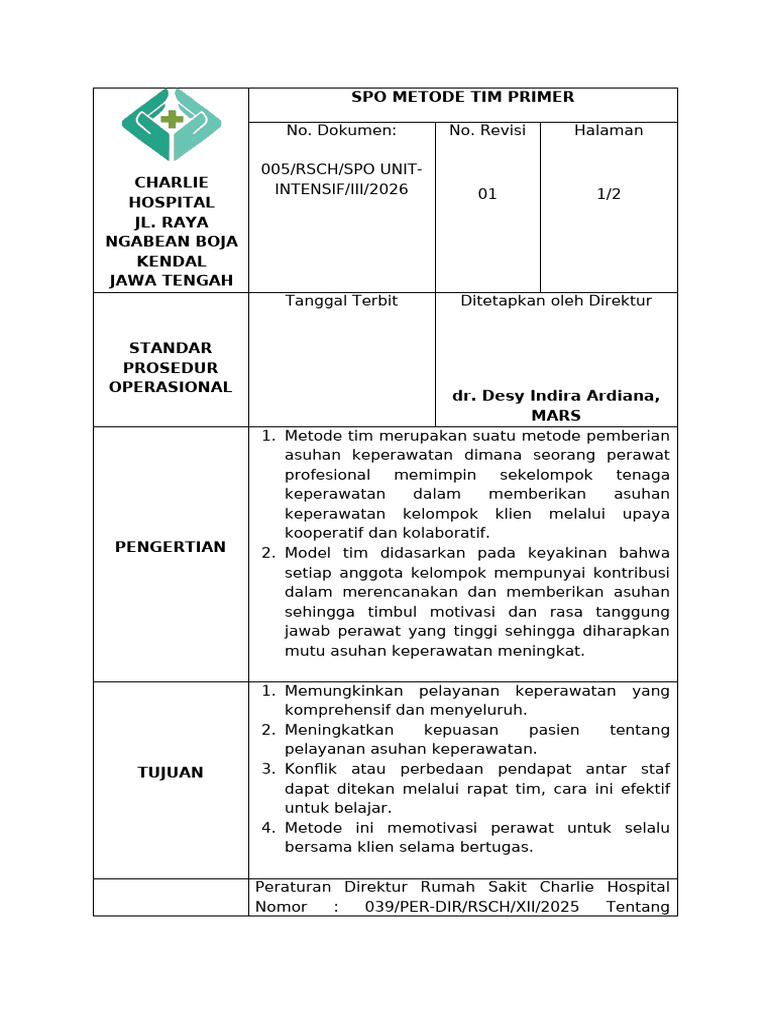 SOP Metode Tim Primer (5) | PDF