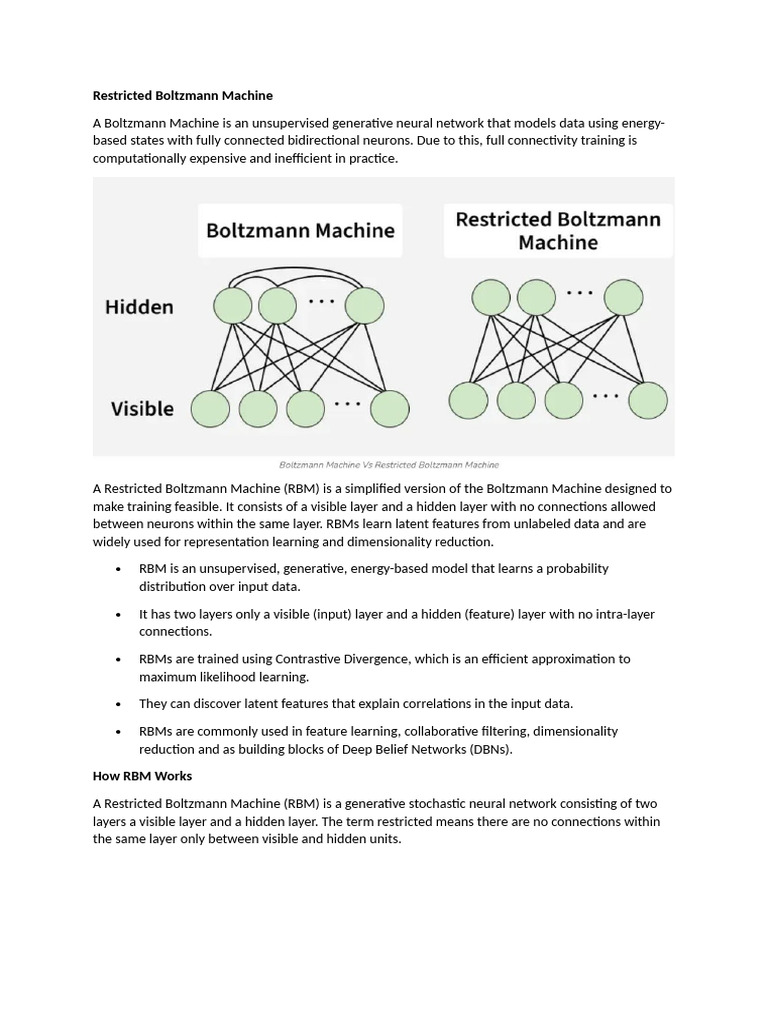 Restricted Boltzmann Machine | PDF | Statistical Theory | Computational ...