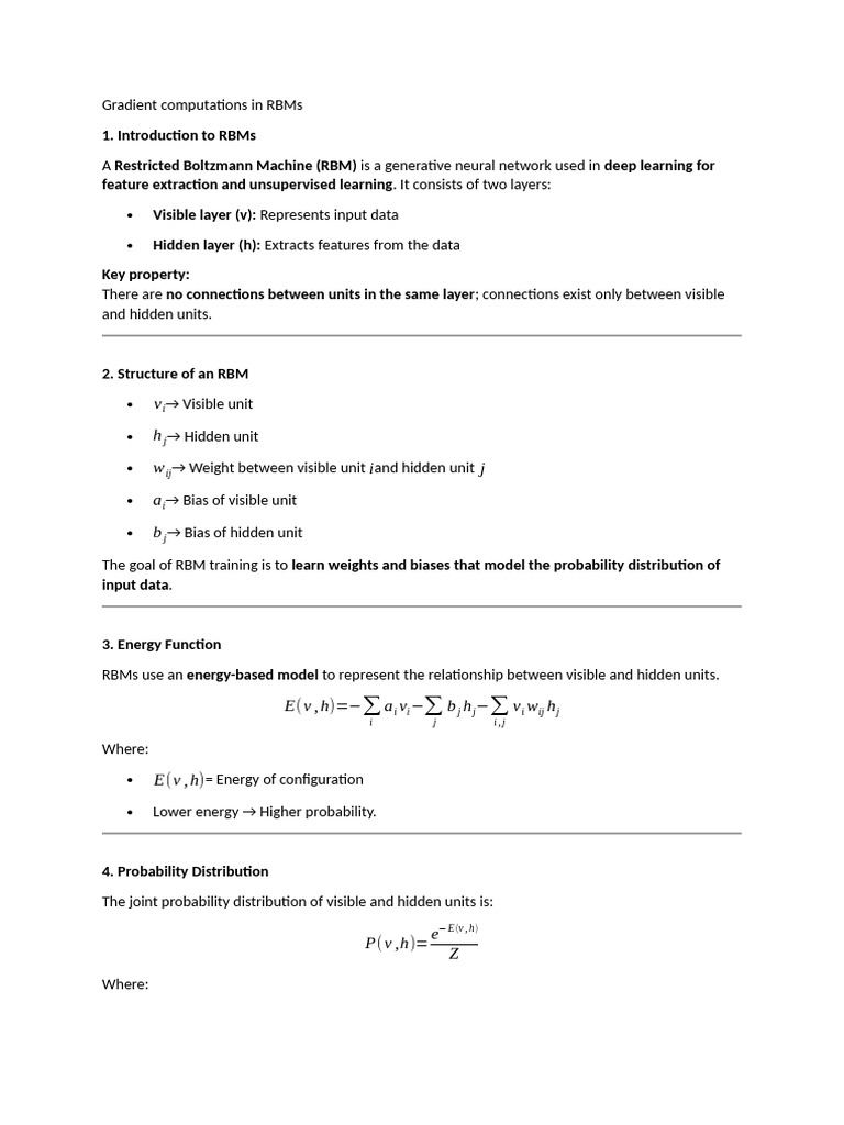 Gradient Computations in RBMs | PDF | Applied Mathematics | Learning