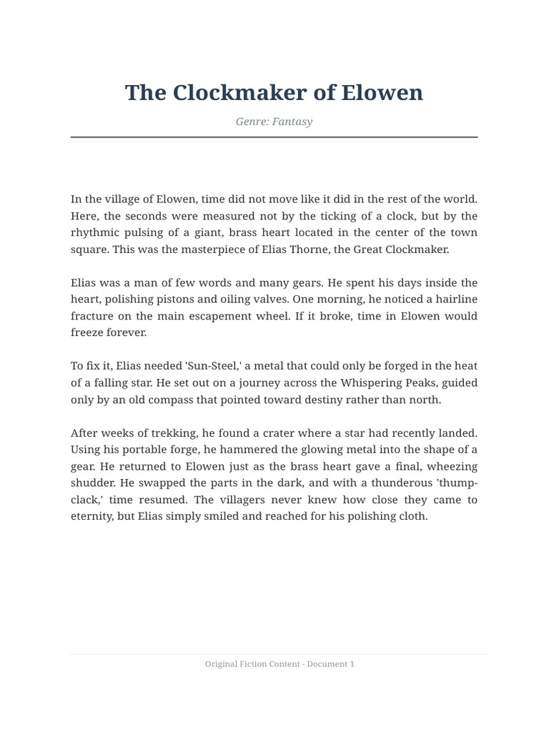 Fictional Story 1 | PDF