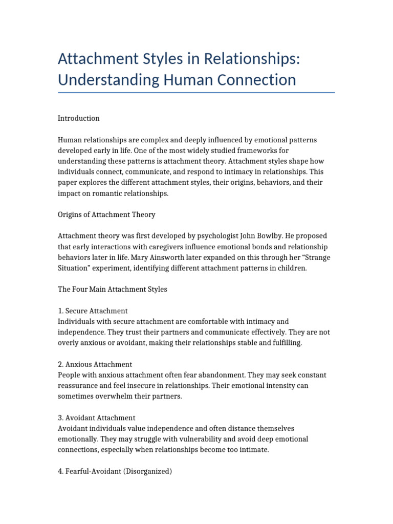 Attachment_Styles_in_Relationships | PDF | Attachment Theory | Intimate ...