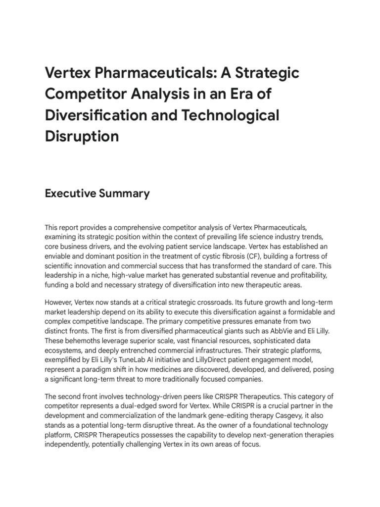 Vertex Competitor Analysis Framework | PDF | Clinical Medicine | Health ...