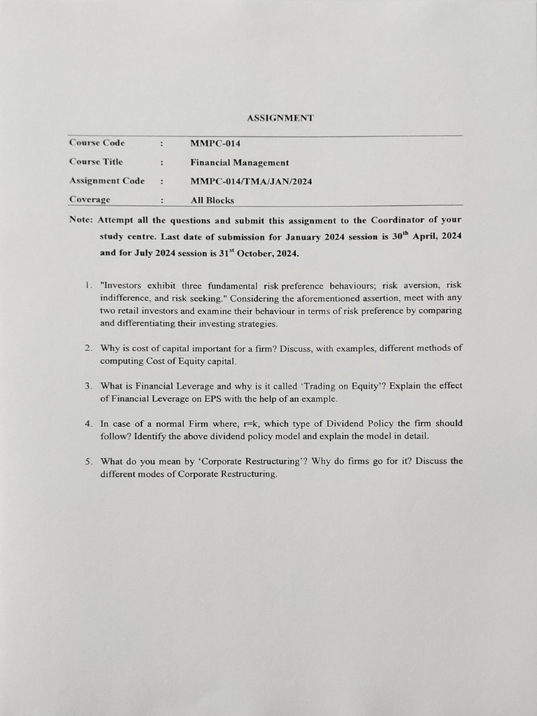123454 (1) | PDF | Cost Of Capital | Money