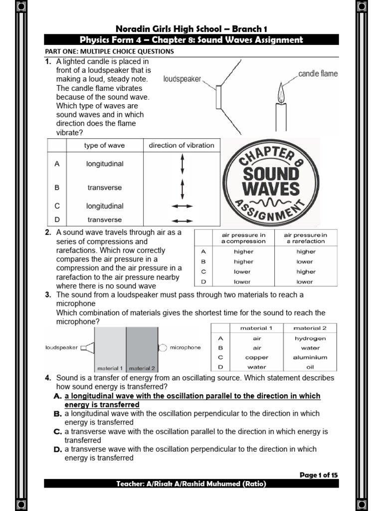 Sound Waves Assignment-2026 | PDF | Sound | Pitch (Music)