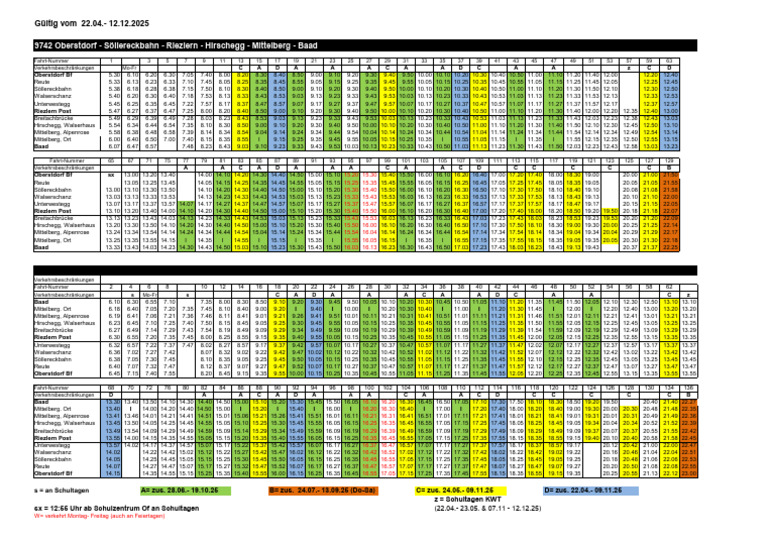 Fahr Plan Walser Bus Sommer 2025 | PDF