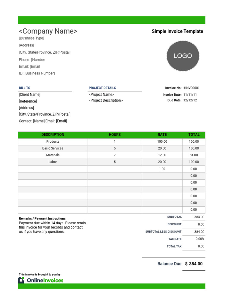 Simple Invoice Template - Invoice Template | PDF | Invoice