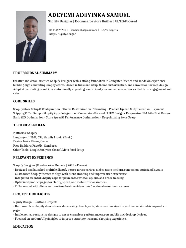 Adeyemi Adeyinka Samuel | PDF | Responsive Web Design | Software