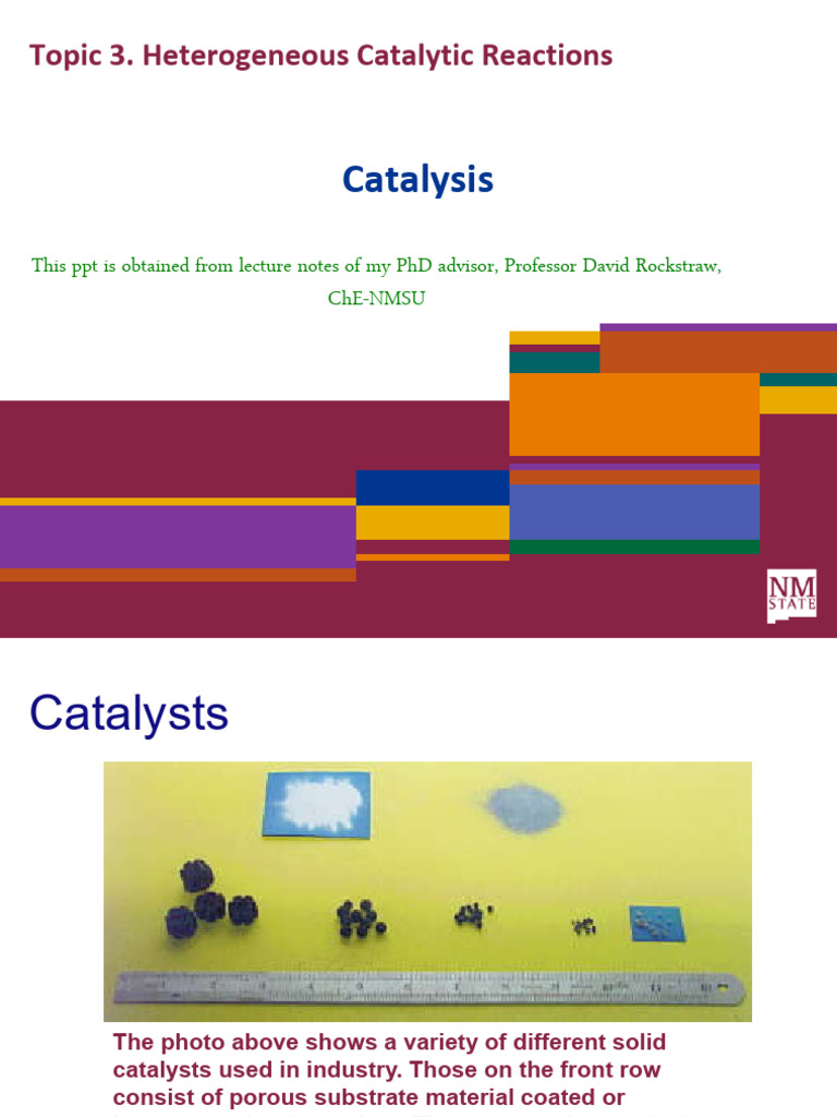 Topic 3. Catalytic Heterogeneous Reactions - Introduction - Copy | PDF ...