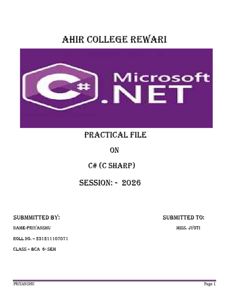 .NET Priyanshu | PDF | C Sharp (Programming Language) | Command Line ...
