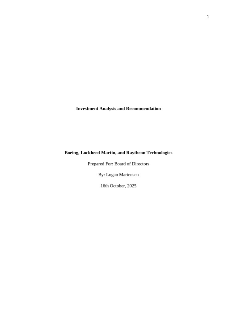 Investment Analysis revised complete | PDF | Lockheed Corporation ...