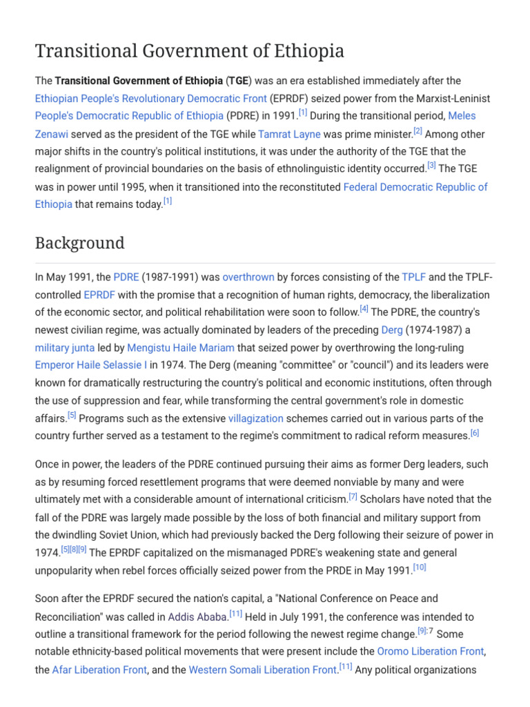 Transitional Government of Ethiopia - Wikipedia | PDF | Ethiopia ...